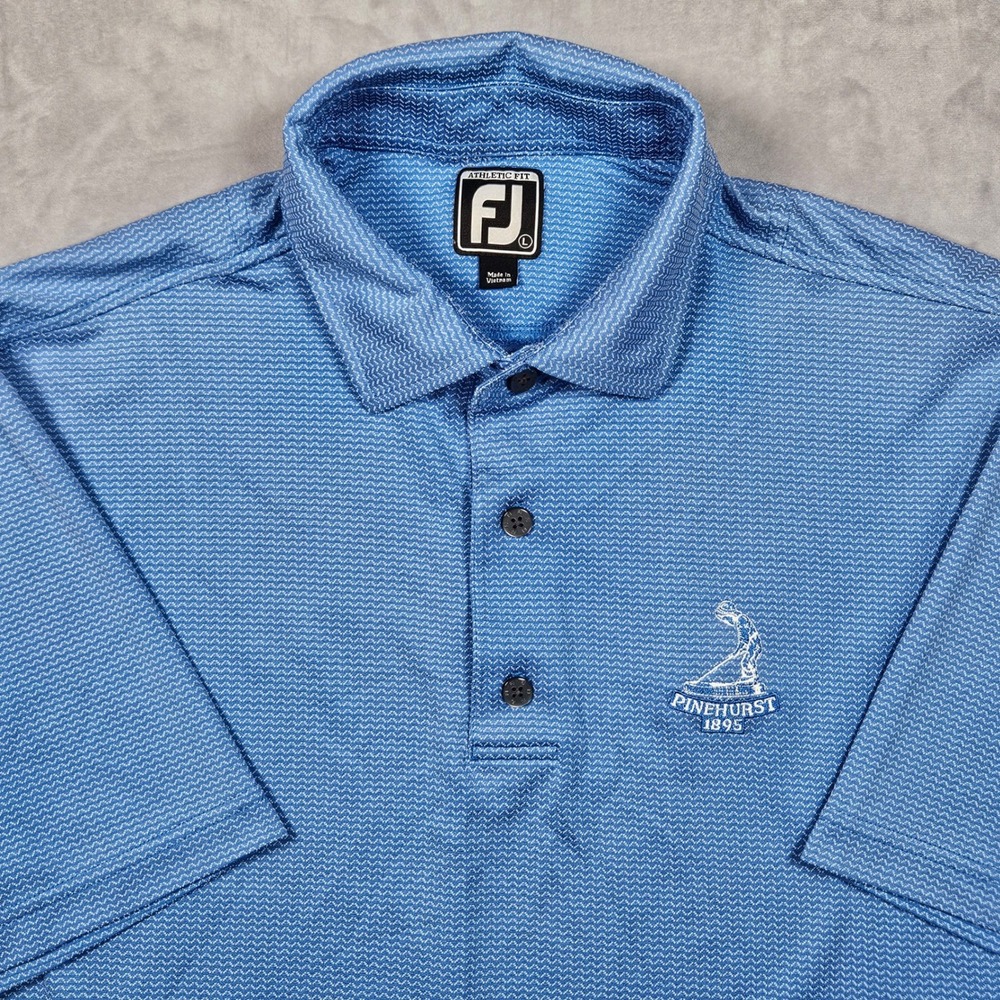 FootJoy Pinehurst Polo Shirt Mens Large Blue Athletic Fit Short Sleeve Golf